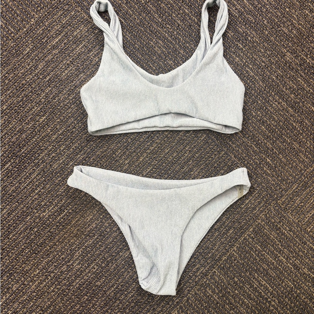 Light Blue Ribbed Bikini Set - Picture 3 of 3